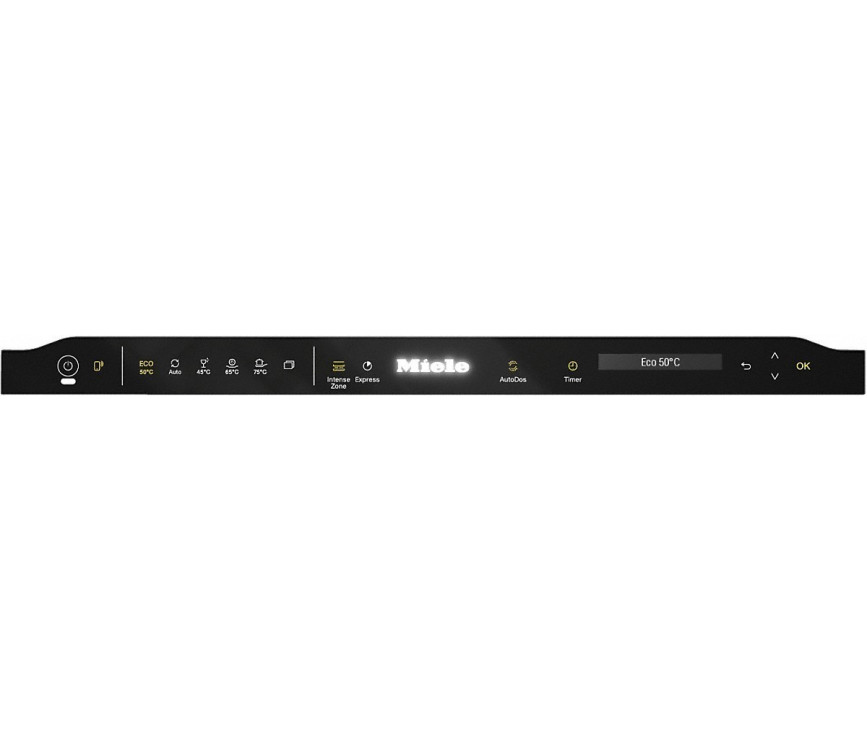 De Miele G 7560 SCVi heeft de bediening op de bovenrand van de deur en is uitgevoerd met AutoDos