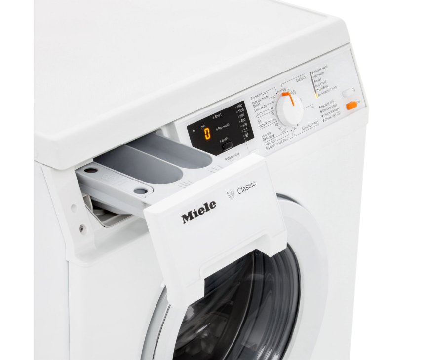 De zelfreinigende wasmiddellade in de Miele WDA 110 is ideaal in onderhoud