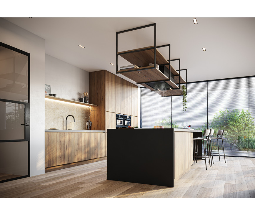 Novy 15008 eiland afzuigkap - Pureline Frame 120 cm Zwart