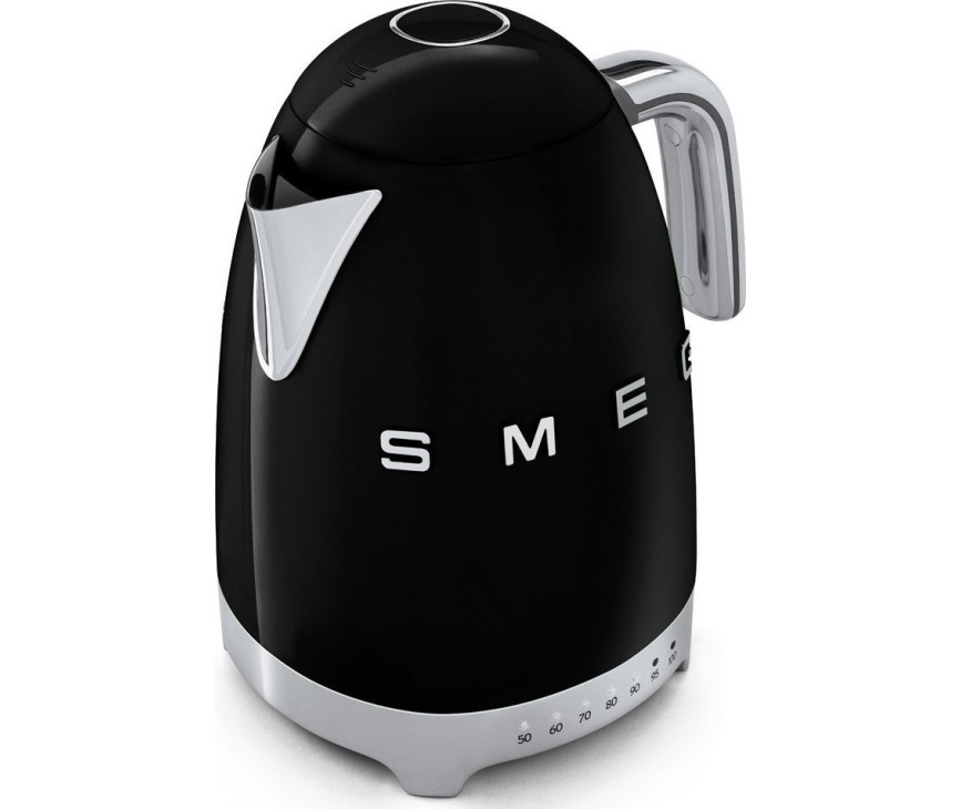 De Smeg KLF02BLEU waterkoker zwart beschikt over de mogelijkheid om de eindtemperatur in te stellen