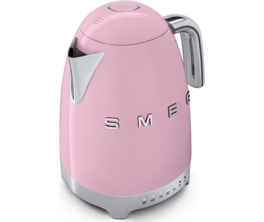 De Smeg KLF04PKEU waterkoker roze waterkoker is uitgevoerd in het roze retro jaren 50 design