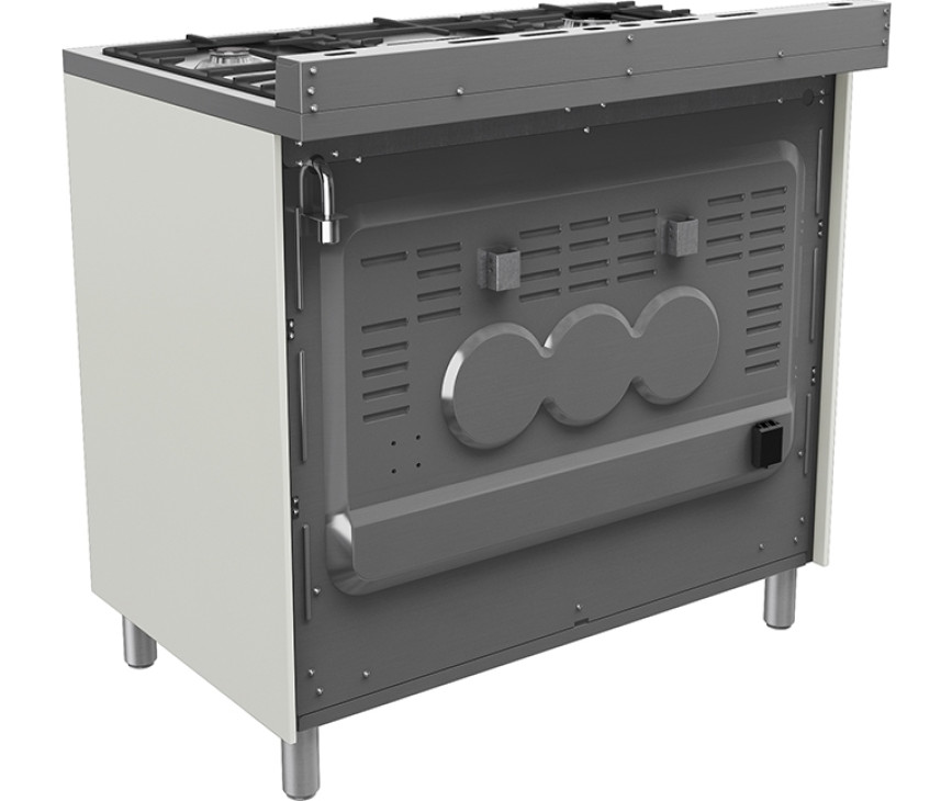 De achterzijde van het Belling SCR900DFT fornuis old white
