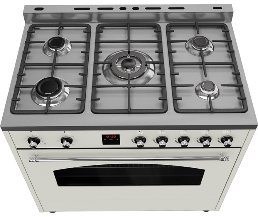 het kookgedeelte van het Belling SCR900DFT fornuis old white
