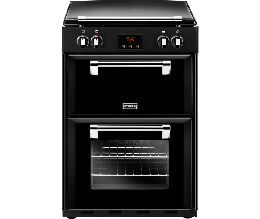 Het Stoves RICHMOND 600 Ei EU ZWART inductie fornuis heeft een robuuste afdekplaat