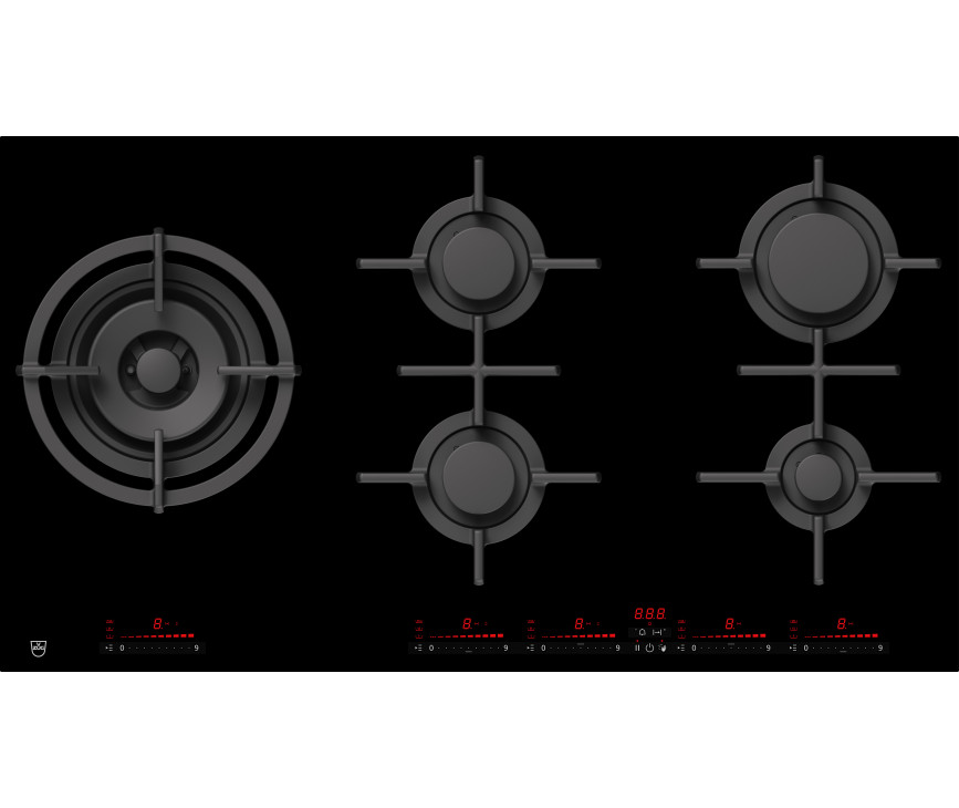 V-Zug GAS951GSAZ gas-op-glas inbouw kookplaat - 90 cm. breed