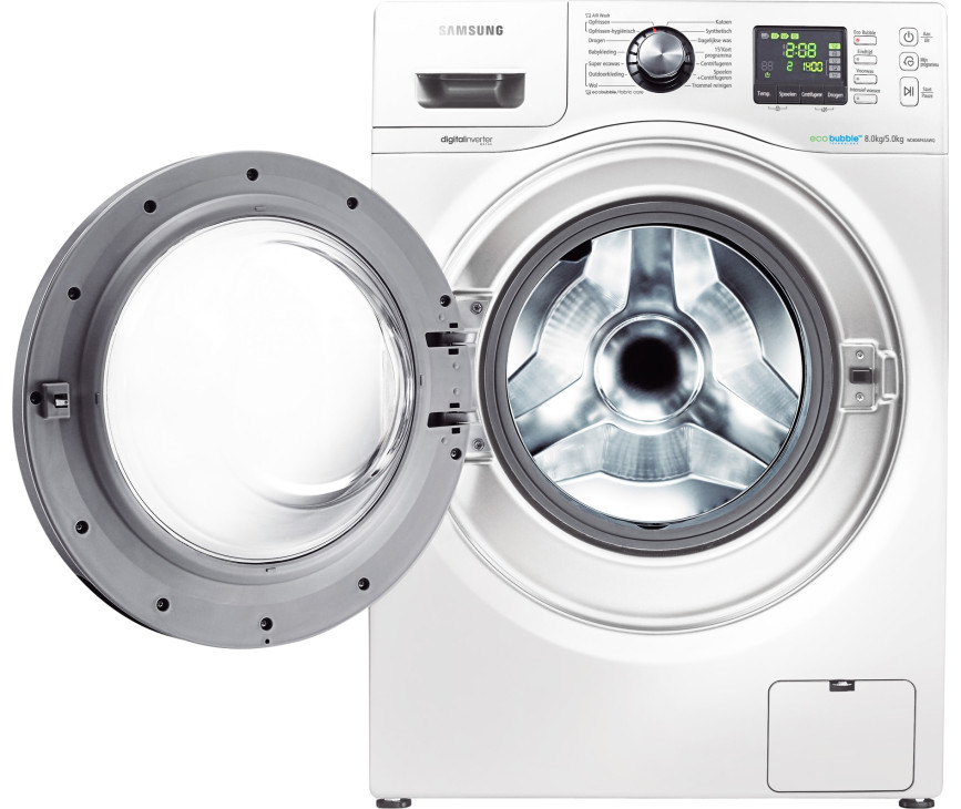Samsung WD806P4SAWQ was/droogcombinatie uitgevoerd met linksdraaiende deur
