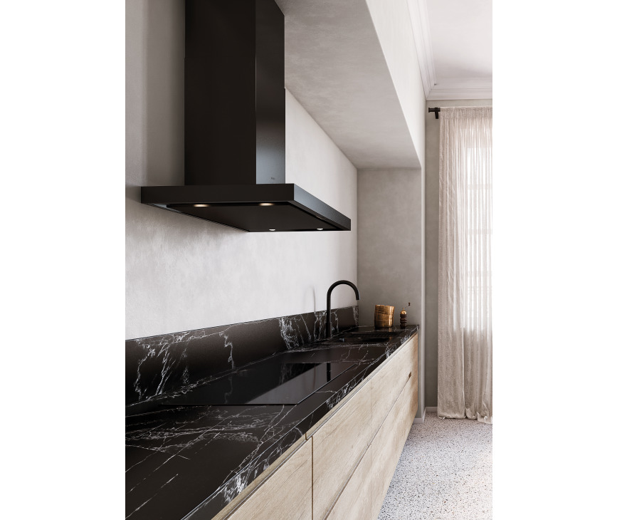 Novy 7612 wand afzuigkap - zwart - 120 cm. breed