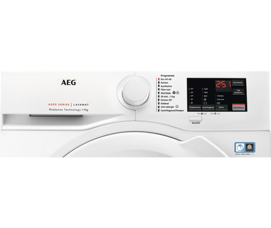 AEG L6FBN7400 wasmachine met 1400 toeren en 7 kg.