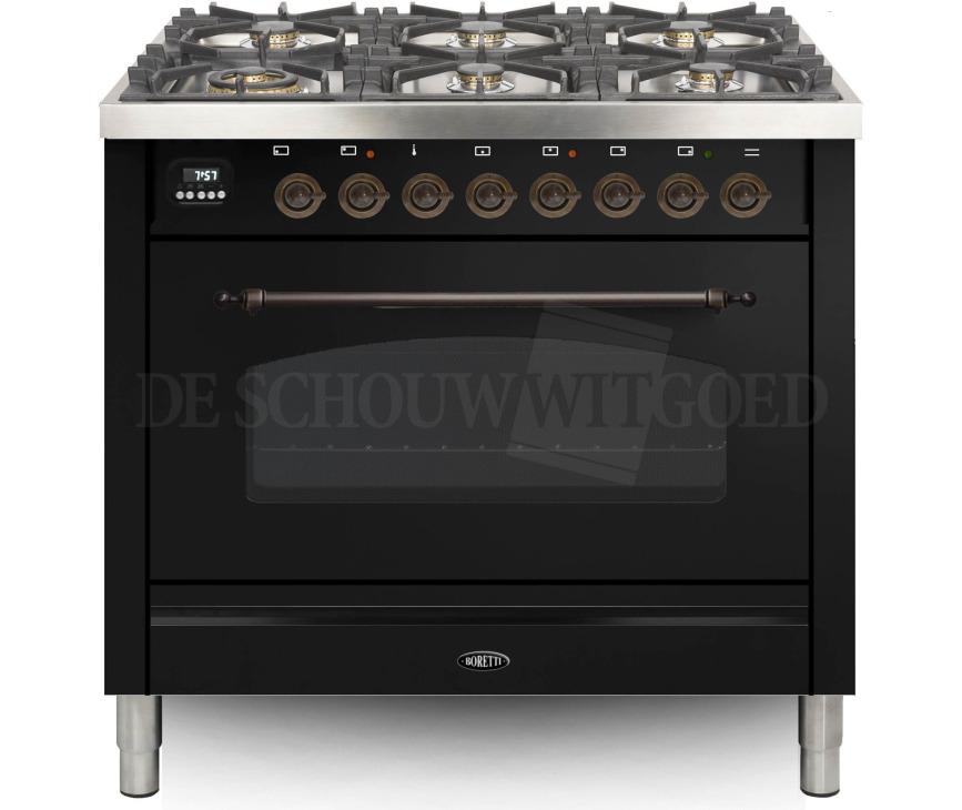 BORETTI fornuis gasoven zwart VPNO96ZWG