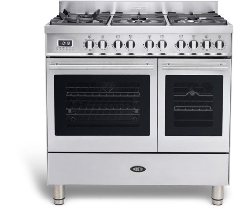 Boretti MFBG902IX/2 fornuis met dubbele oven - rvs - Milano
