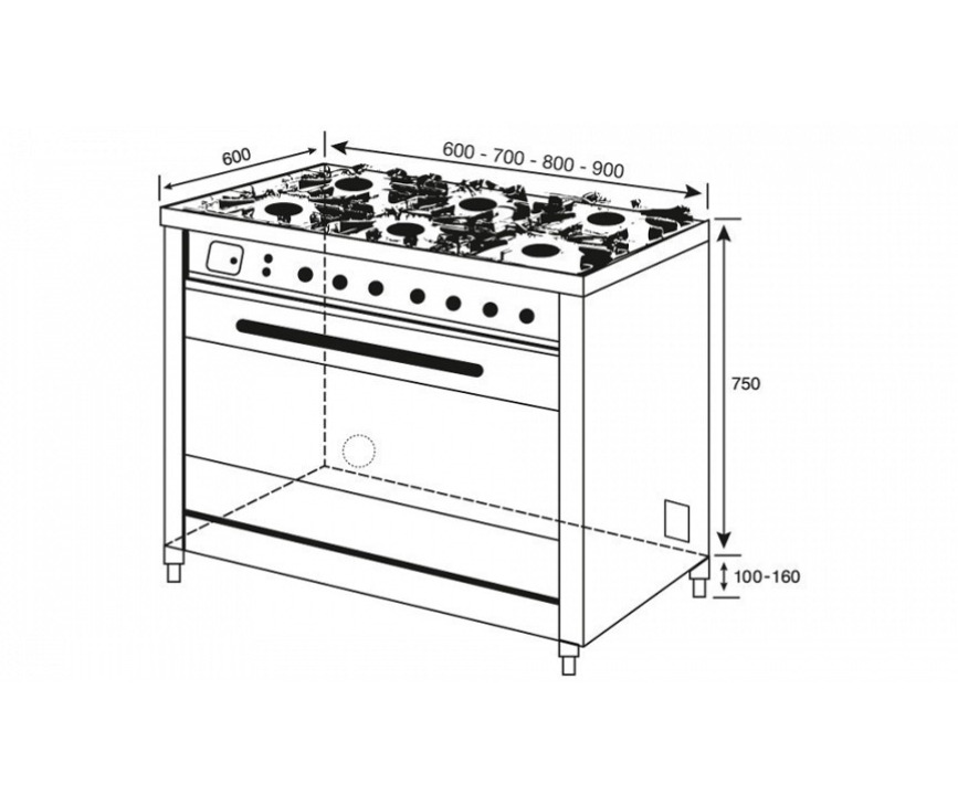 Boretti VFPN93ZW zwart fornuis