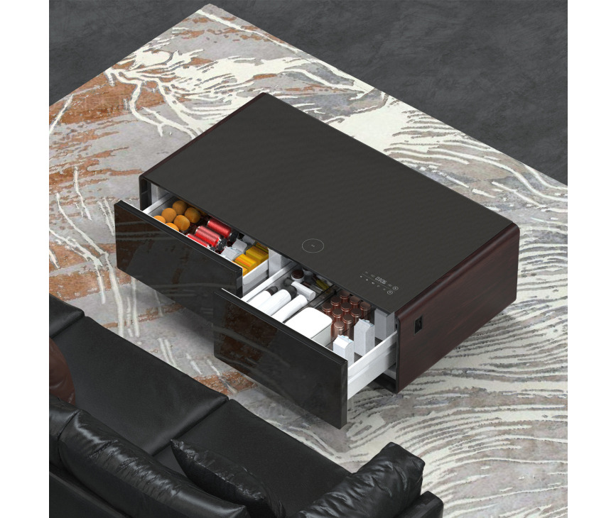 CASO Sound & Cool Hout salon tafel met koellades, speakers en draadloos opladen telefoon