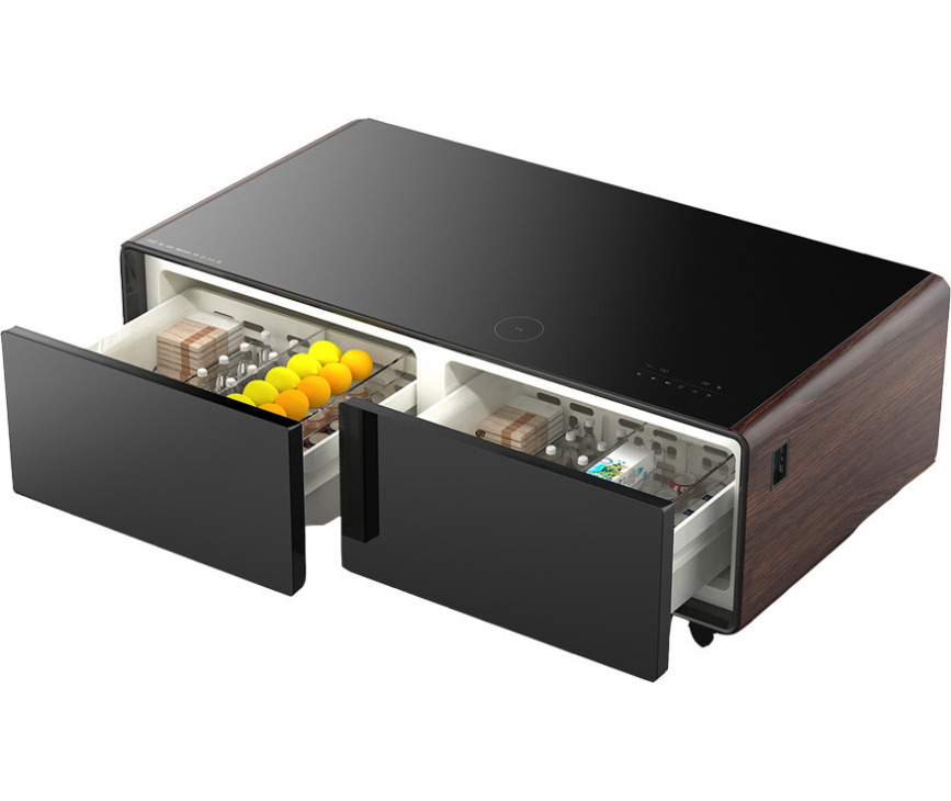 CASO Sound & Cool Hout salon tafel met koellades, speakers en draadloos opladen telefoon