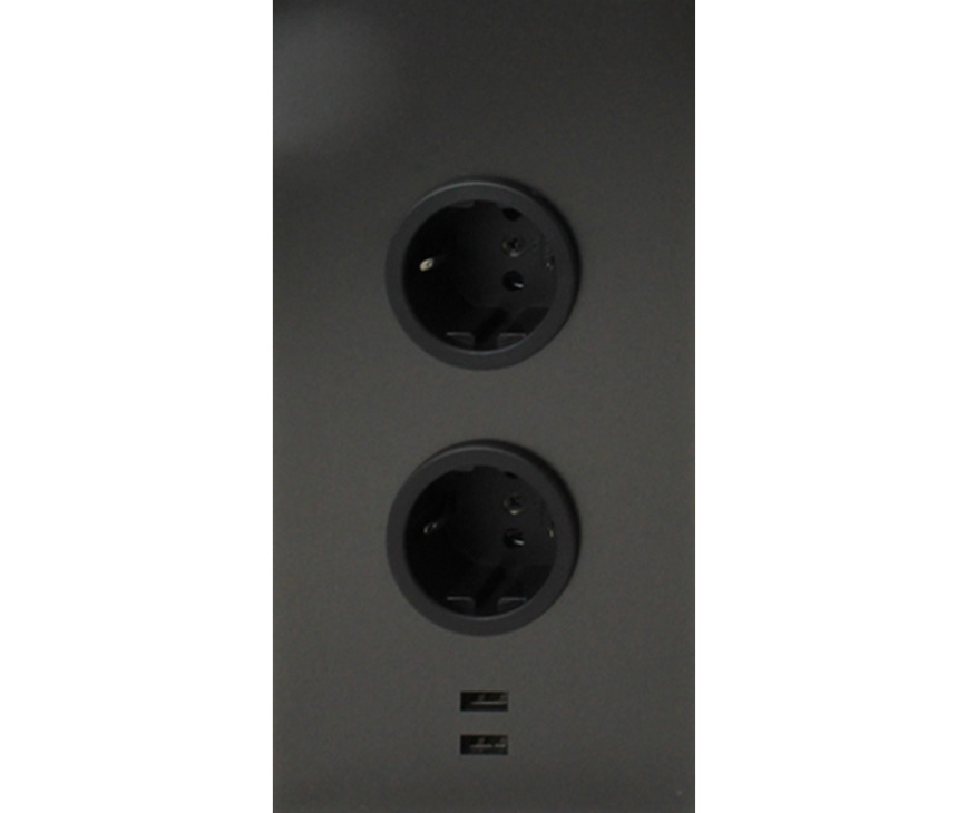 CARESSI energiezuil gun metal 2ST20 + USB