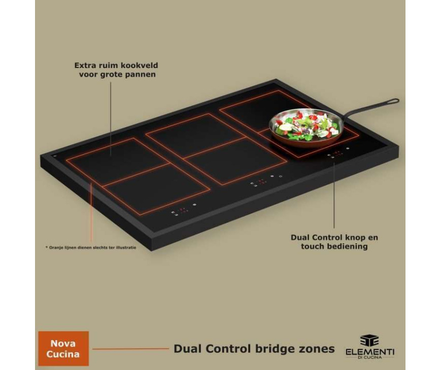 Elementi di Cucina EC9036-ZW-B inductie fornuis - klassiek - zwart