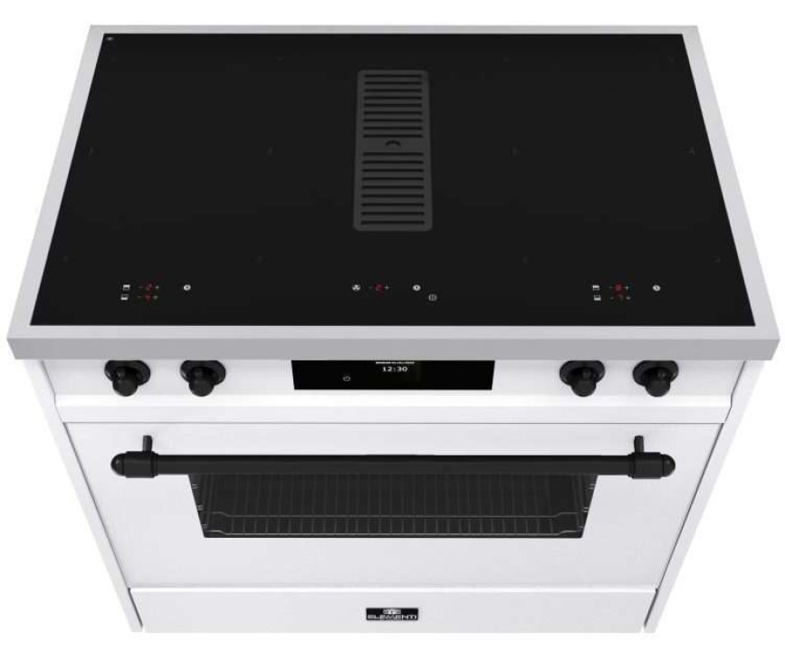Elementi di Cucina IC9034-WT-IX-B inductie fornuis met afzuiging - wit - klassiek
