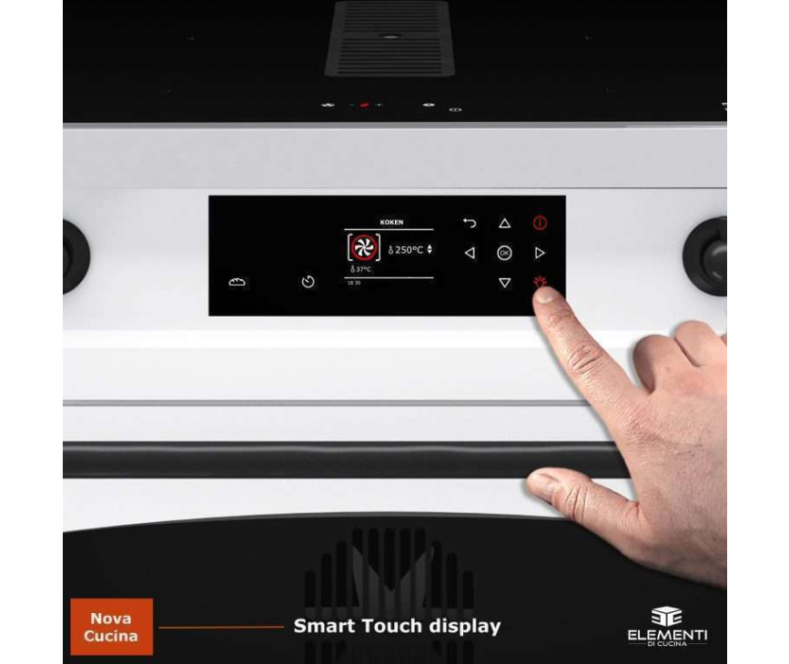 Elementi di Cucina IC9034-WT-IX-B inductie fornuis met afzuiging - wit - klassiek