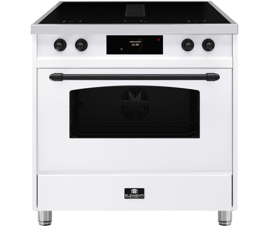 Elementi di Cucina IC9034-WT-IX-B inductie fornuis met afzuiging - wit - klassiek