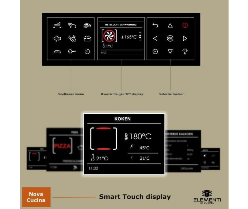 Elementi di Cucina IC9034-WT-IX-B inductie fornuis met afzuiging - wit - klassiek
