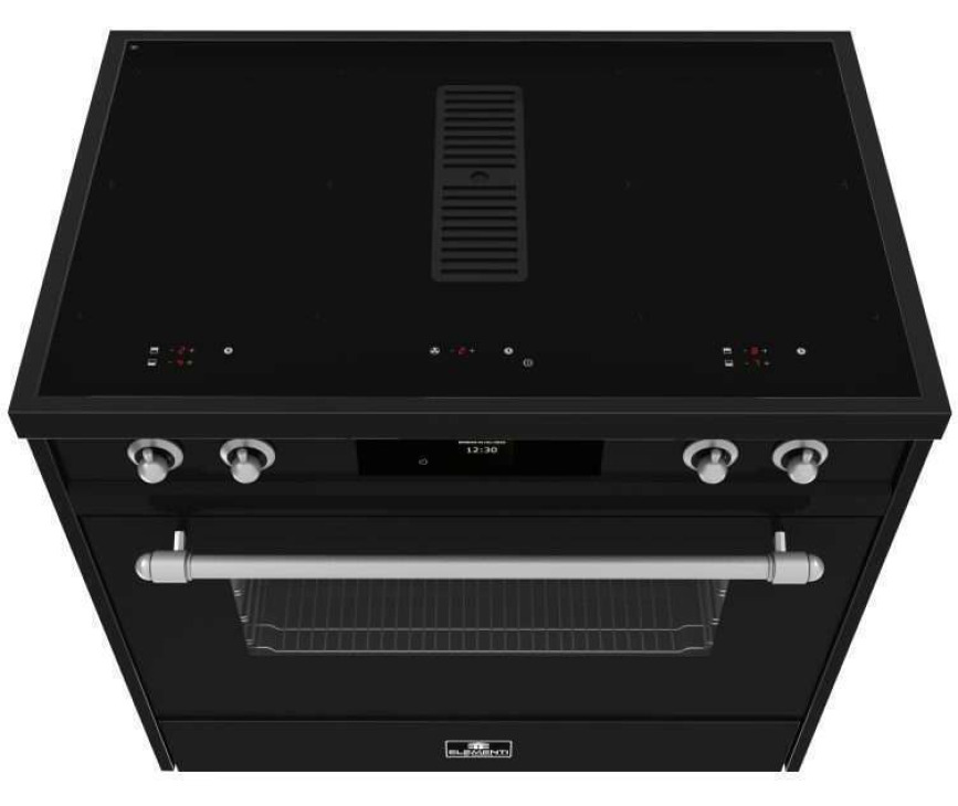 Elementi di Cucina IC9034-ZW-S inductie fornuis met afzuiging - zwart - klassiek