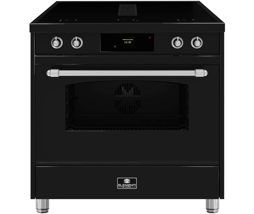 Elementi di Cucina IC9034-ZW-S inductie fornuis met afzuiging - zwart - klassiek