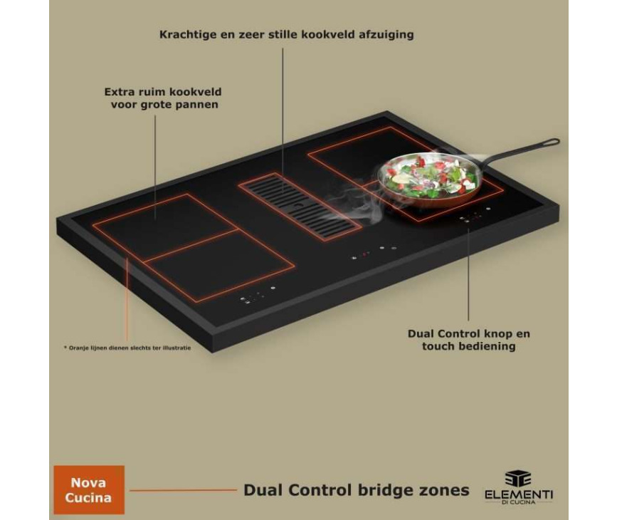 Elementi di Cucina IM9034-MZ-B inductie fornuis met afzuiging - mat zwart