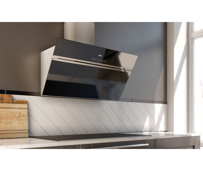 Etna AD780RVS schuin anti-hoofdstoot afzuigkap - 80 cm. breed