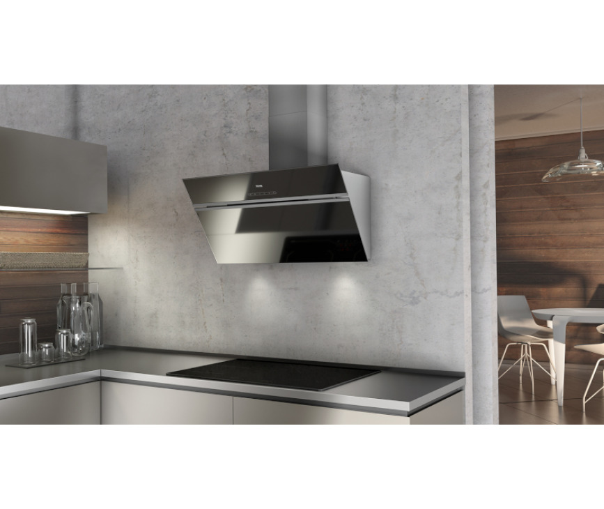 Etna AD780RVS schuin anti-hoofdstoot afzuigkap - 80 cm. breed