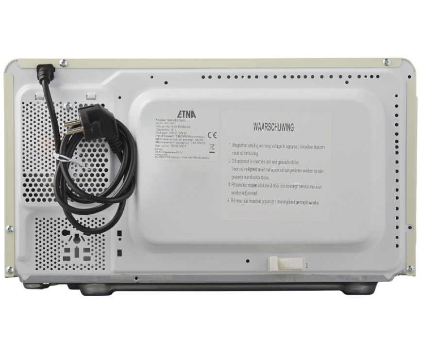 Foto van de achterzijde van de Etna SMV620BEI creme magnetron