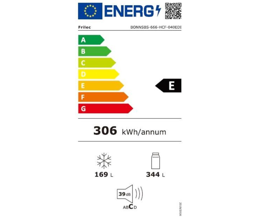Frilec BONNSBS-666-HCF-040EDI side-by-side koelkast - zwart