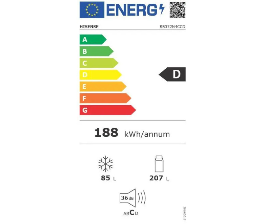 Hisense RB372N4CCD vrijstaande koelkast - rvs-look