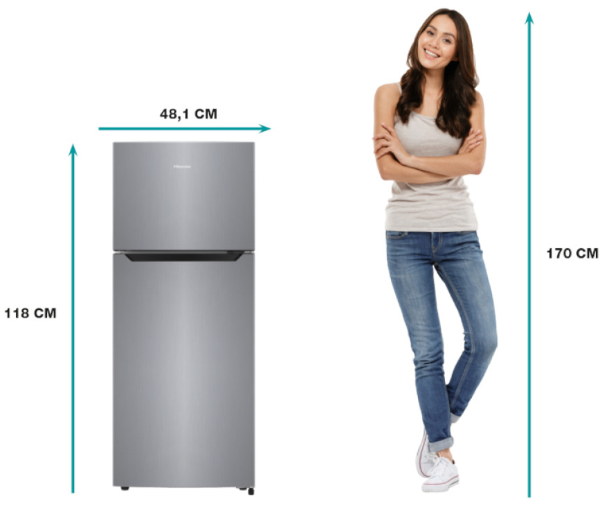 Hisense RT156D4AGF koelkast rvs-look - dubbeldeurs - 118 cm. hoog