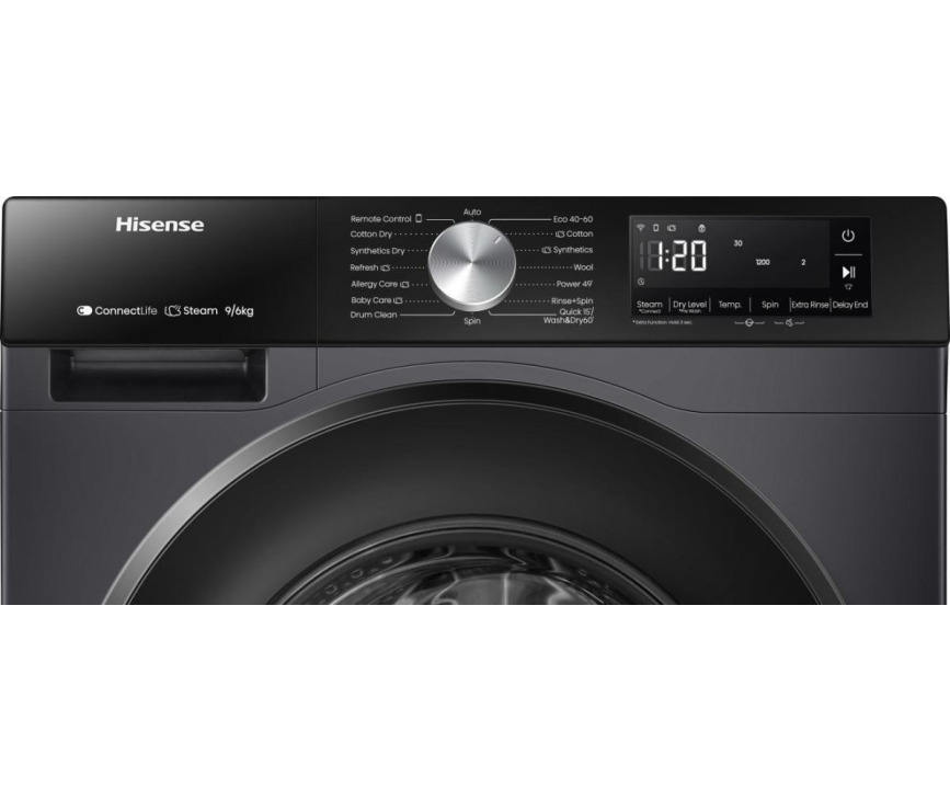 Hisense WD3S9043BB3 was/droogcombinatie - zwart