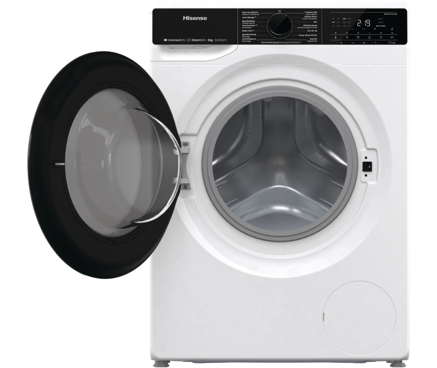 Hisense WF5V863BW wasmachine met WiFi, stoom, 8 kg en 1600 toeren