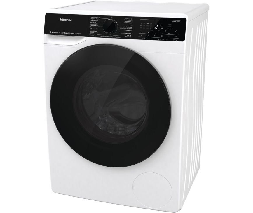 Hisense WF5V863BW wasmachine met WiFi, stoom, 8 kg en 1600 toeren