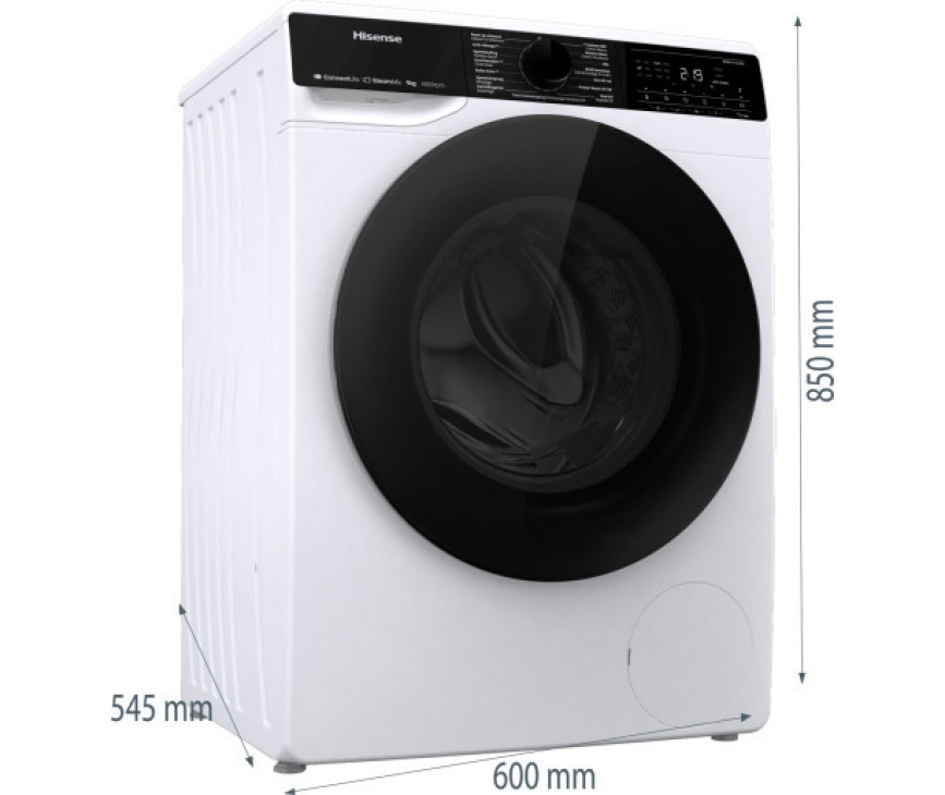 Hisense WF5V943BW/BLX wasmachine met Home Connect en stoom