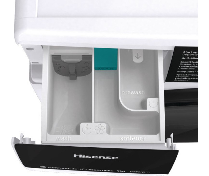 Hisense WF5V943BW/BLX wasmachine met Home Connect en stoom