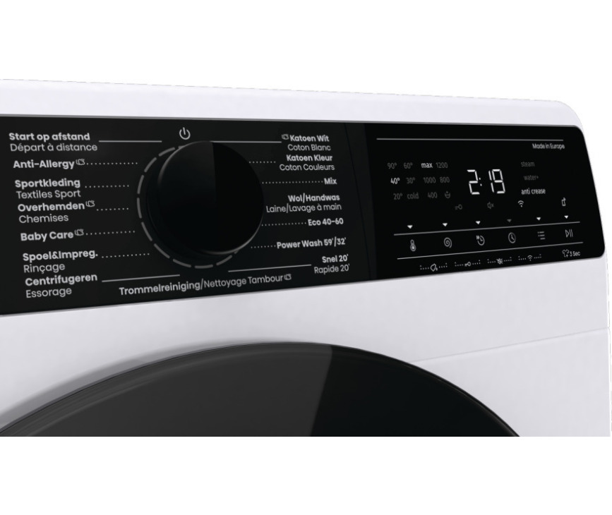Hisense WF5V943BW/BLX wasmachine met Home Connect en stoom