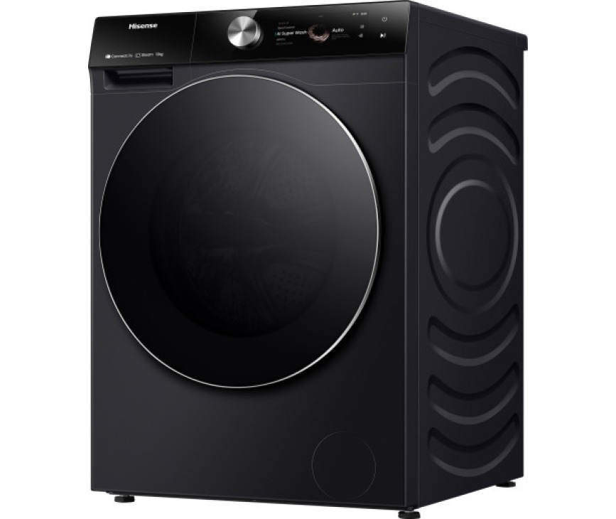 Hisense WF7S1247BB zwarte wasmachine met AI en AutoDose
