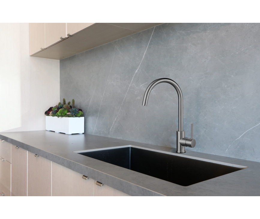 Inventum IMK601BS keukenkraan blacksteel - ronde uitloop