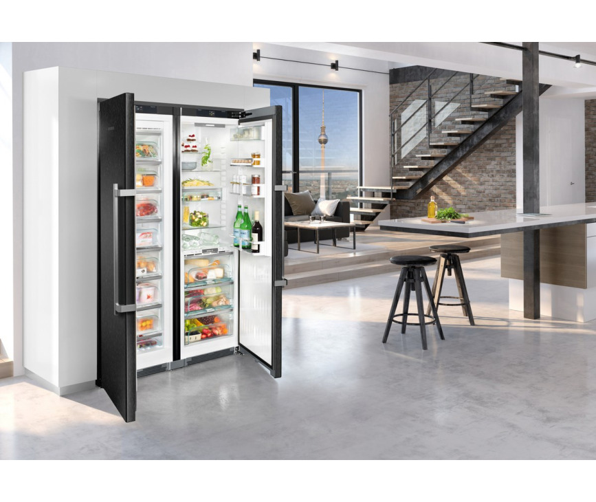 Liebherr SBSbs8683-21 side-by-side koelkast - blacksteel