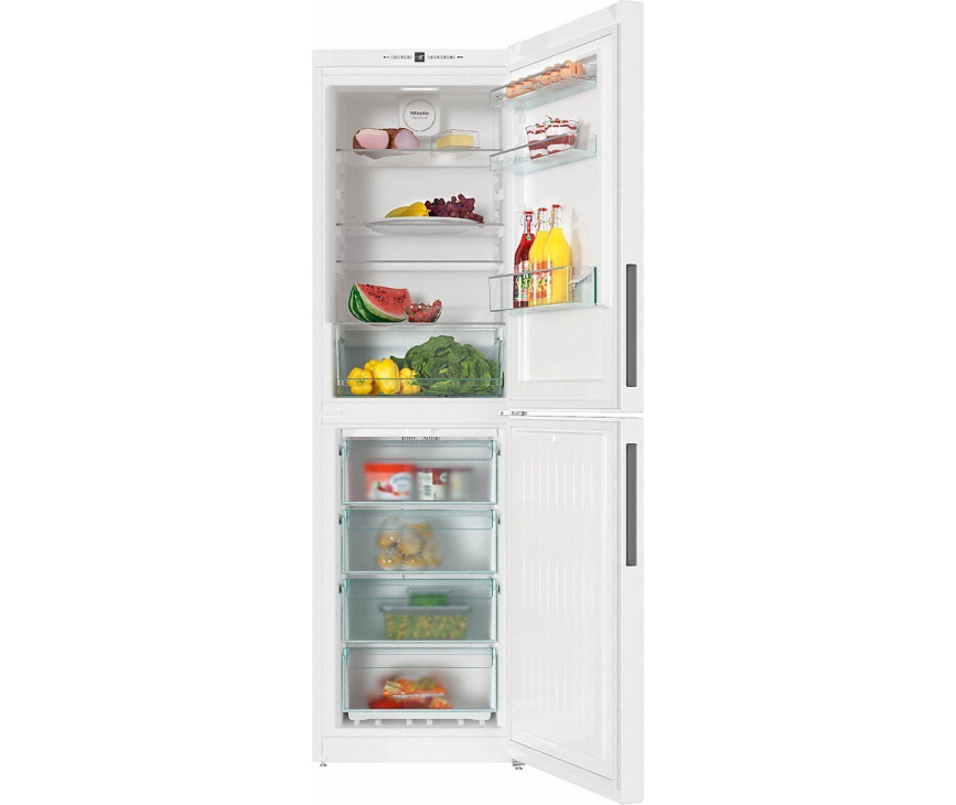 De Miele KFN29142D WS is 201 cm. hoog en heeft 4 laden vries onder