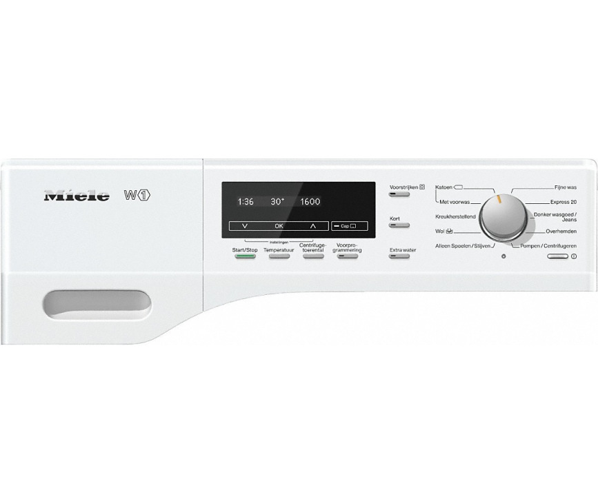 Bedieningspaneel van de Miele WKE130WPS wasmachine