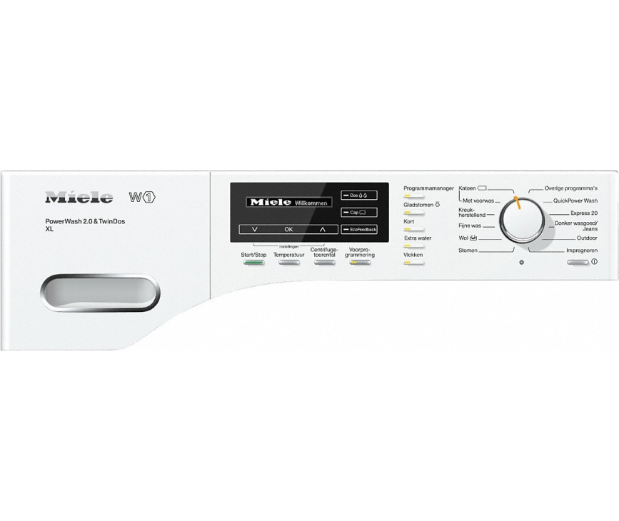 Bedieningspaneel van de Miele WMH262WPS wasmachine