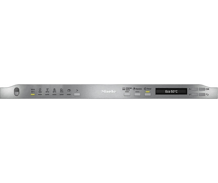 Het bedieningspaneel van de Miele G7278 SCVi XXL inbouw vaatwasser bevindt zich bovenop de deur