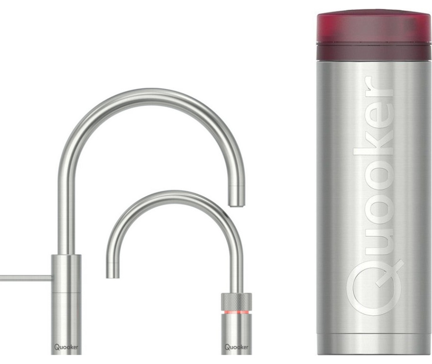 QUOOKER kokend water kraan PRO3 Nordic Round Twintaps RVS