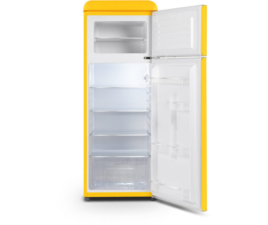 Schneider SCDD208VCAN retro jaren 50 koelkast - geel