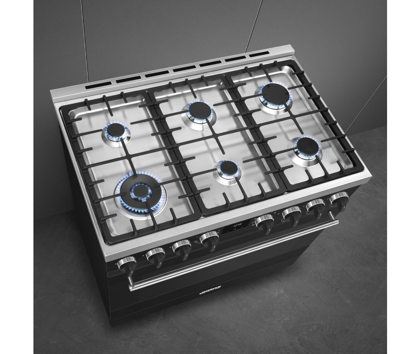Smeg B91GMMBNLK2 gas fornuis - mat zwart