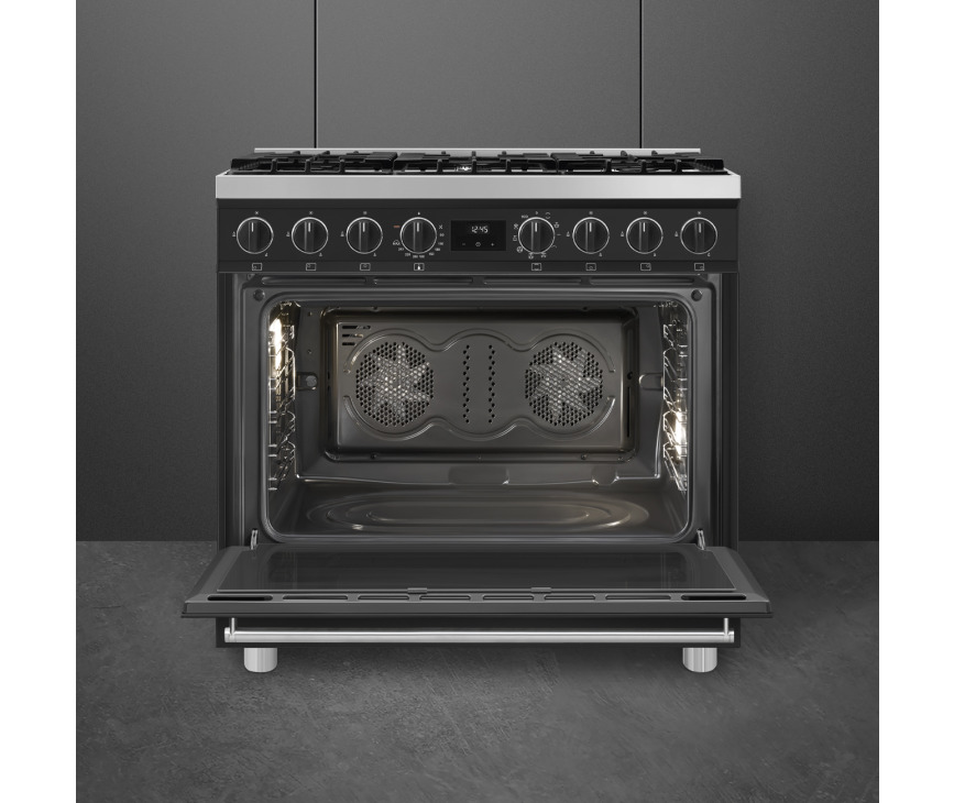 Smeg B91GMMBNLK2 gas fornuis - mat zwart