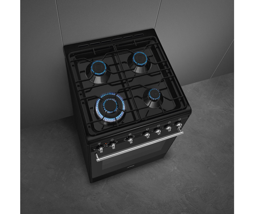 Smeg CX61GMBLNLK gas fornuis - 60 cm - zwart